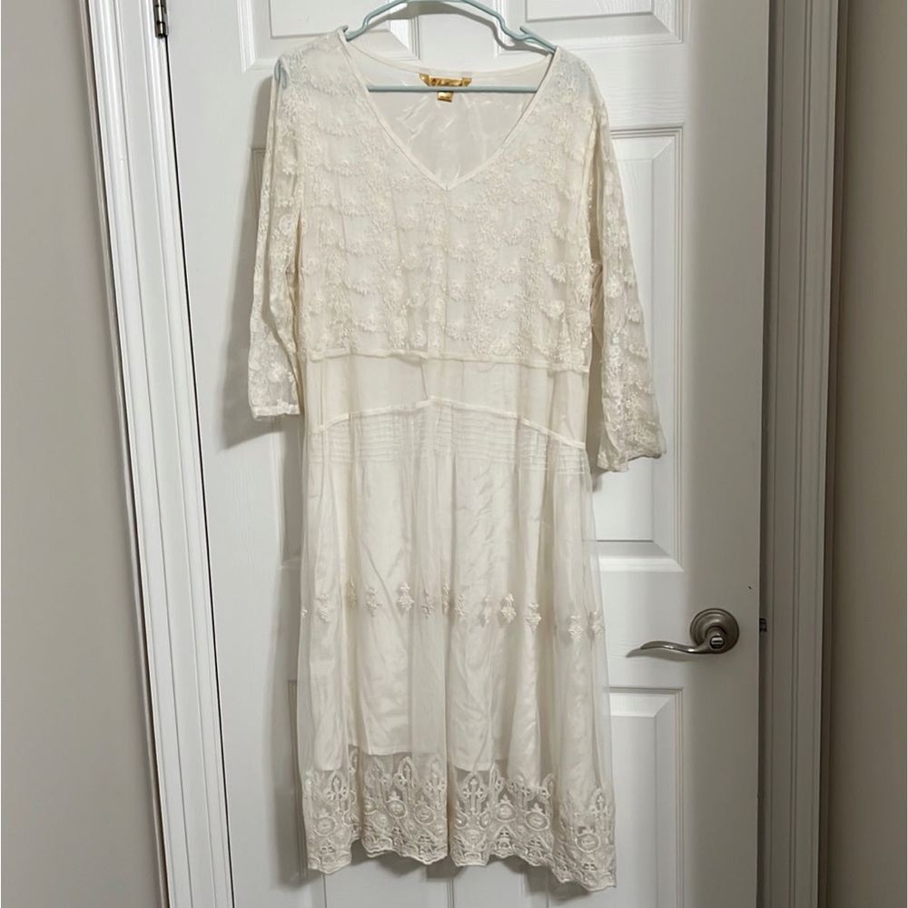 April Cornell Victorian ivory lace dress-xl